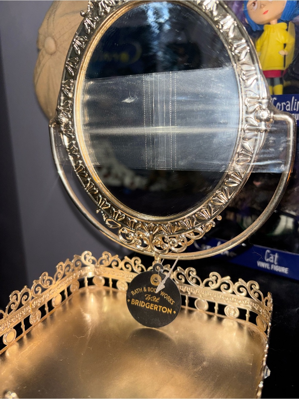 Bath & Body Works Gold Filigree Vanity Mirror Tray